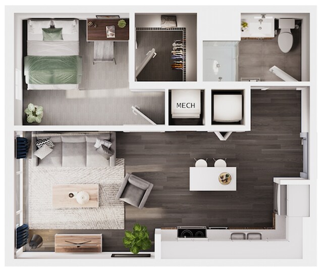1x1 Premier Cypress Private floor plan
